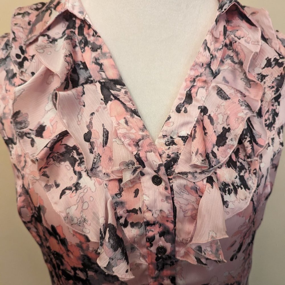 Tahari Arthur S Levine pink and black sleeveless blouse - size Medium - Picture 5 of 10